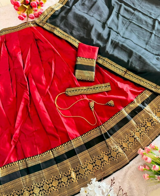 Elegant Narayan Pattu Lehenga With Royal Zari Weaving