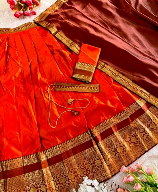 Elegant Narayan Pattu Lehenga With Royal Zari Weaving