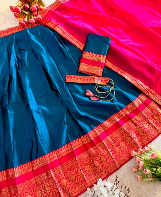 Elegant Narayan Pattu Lehenga With Royal Zari Weaving