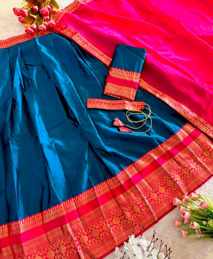 Elegant Narayan Pattu Lehenga With Royal Zari Weaving