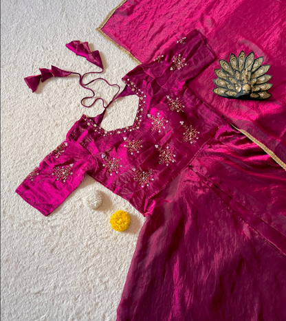 Elegant Premium Space Silk Lehenga Choli With Maggum Work Blouse