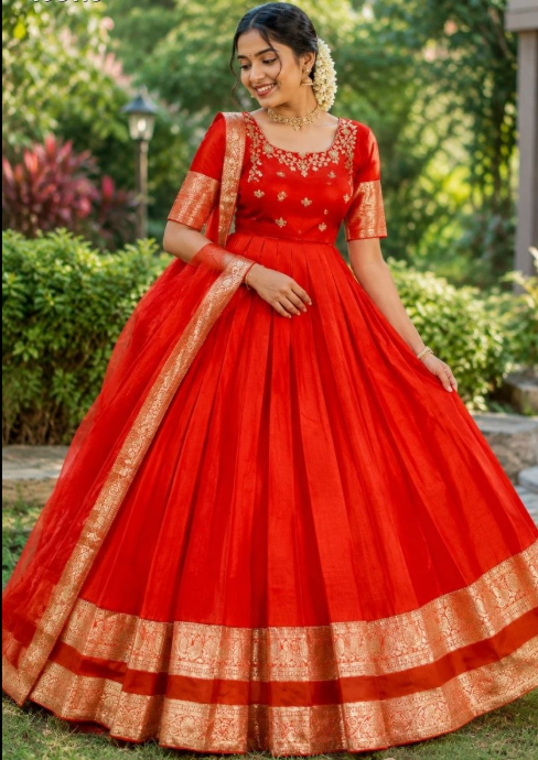 Royal Elegance Gown-Voni Set With With Rich Woven Zari Border