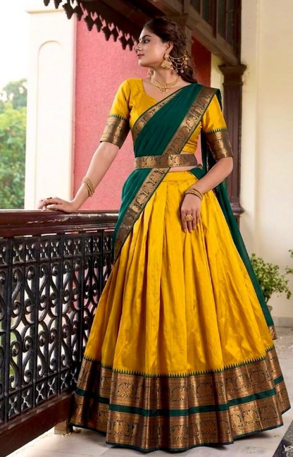 Trending Narayan Pattu Lehenga With Jacquard Border Work