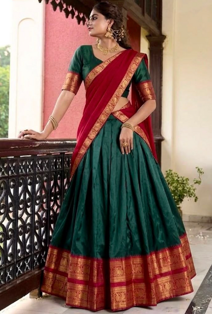 Trending Narayan Pattu Lehenga With Jacquard Border Work