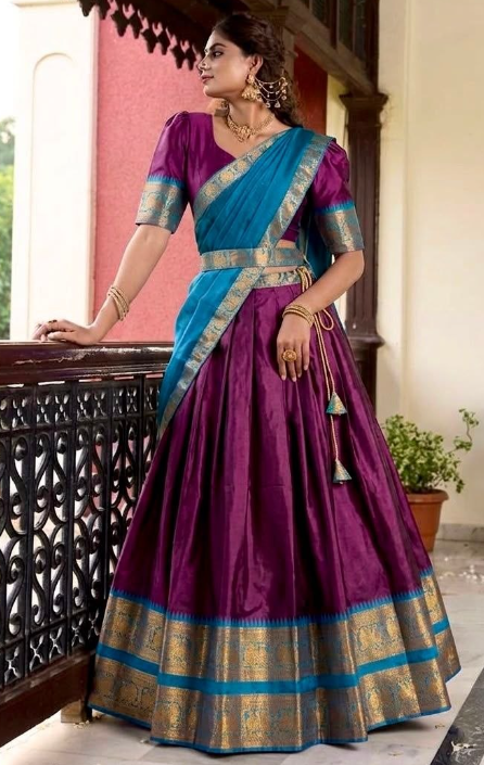 Trending Narayan Pattu Lehenga With Jacquard Border Work