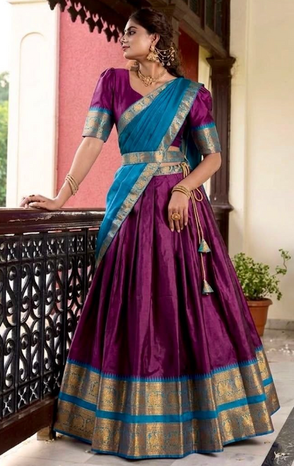 Trending Narayan Pattu Lehenga With Jacquard Border Work
