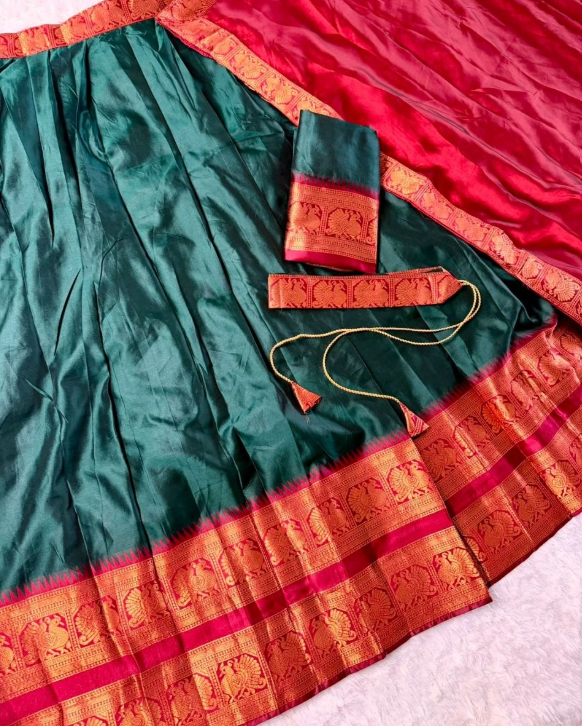 Trending Narayan Pattu Lehenga With Jacquard Border Work