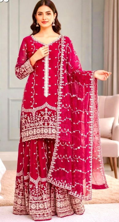 Stunning Ready-To-Wear Sharara Suit With Heavy Embroidery Sequins Work