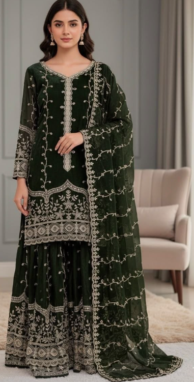 Stunning Ready-To-Wear Sharara Suit With Heavy Embroidery Sequins Work