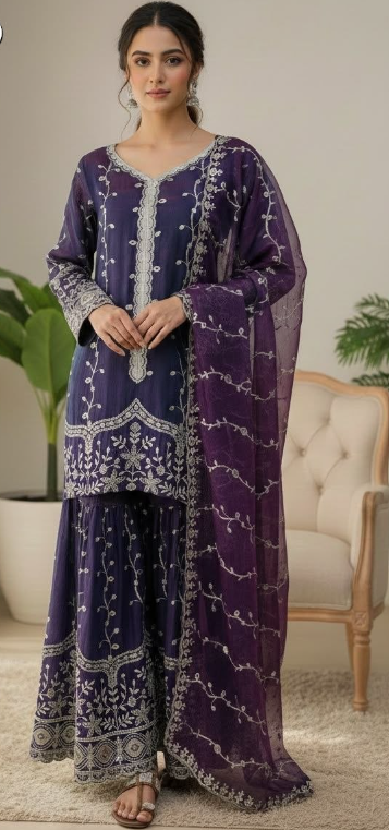 Elegant Ready-To-Wear Sharara With Heavy Embroidery Sequins Work