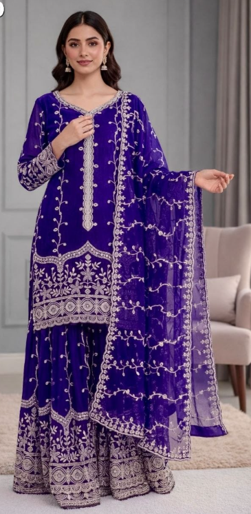 Stunning Ready-To-Wear Sharara Suit With Heavy Embroidery Sequins Work