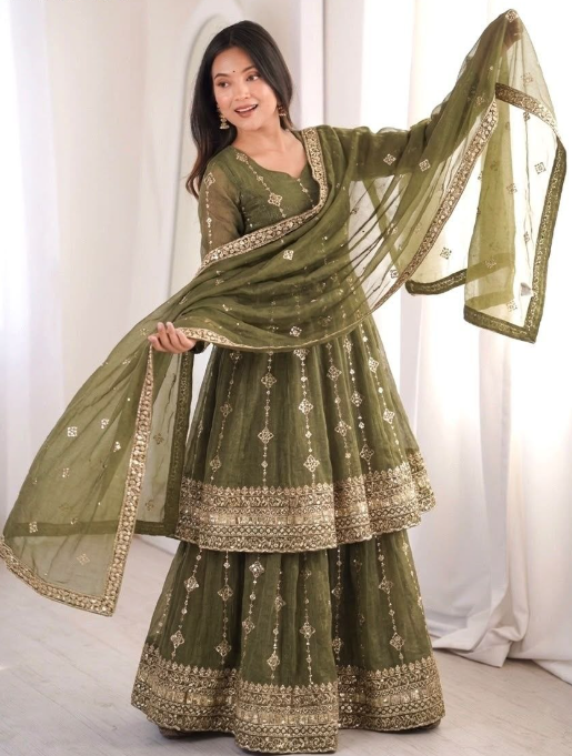 Heavy Crunchy Silk Lehenga Choli With Heavy Embroidery Sequins Work