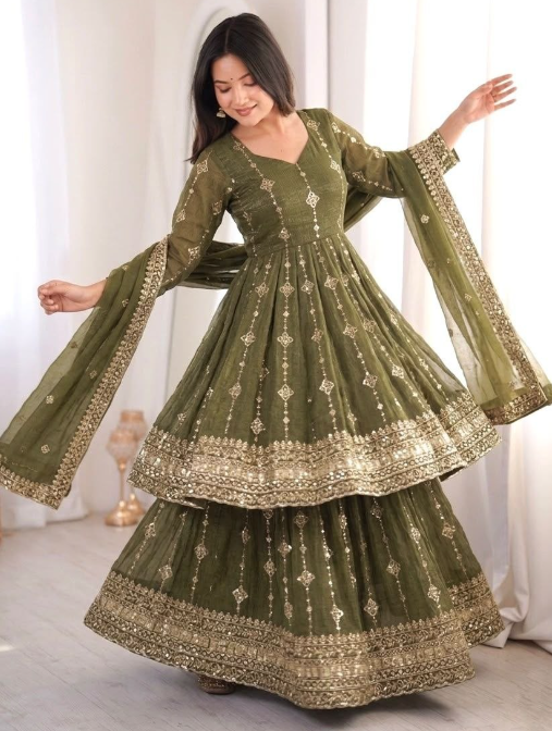 Heavy Crunchy Silk Lehenga Choli With Heavy Embroidery Sequins Work
