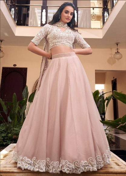 Gorgeous Beige Embroidered Lehenga Choli With Sequins Work