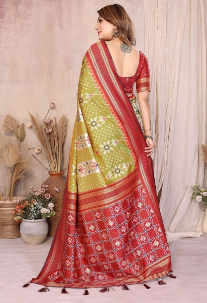 Trendy Multi Colour Soft Silk Ikkat Weaving Saree