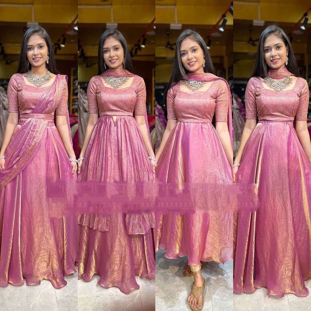 Outstanding Rose Gold 4 In 1 Style Lehenga