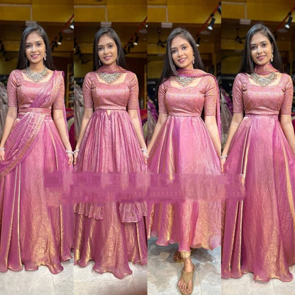 Outstanding Rose Gold 4 In 1 Style Lehenga