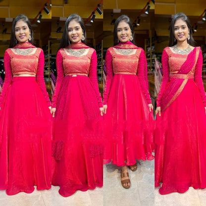 Elegant Rani Pink 4 In 1 Style Lehenga