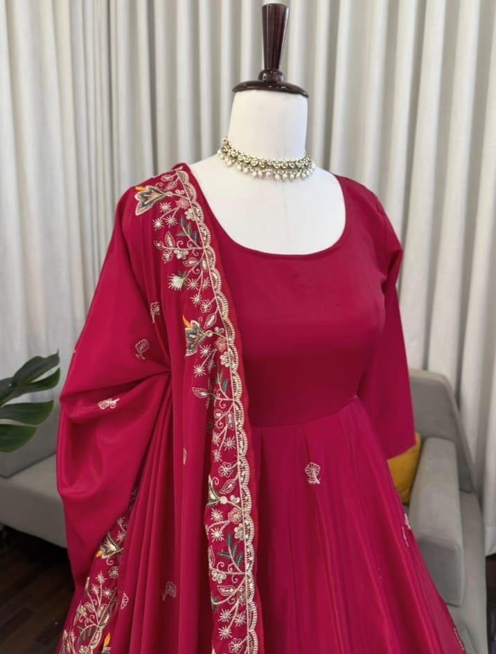 Gorgeous Red Designer Anarkali With Plazoo Set