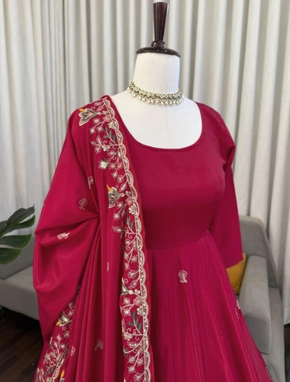 Gorgeous Red Designer Anarkali With Plazoo Set