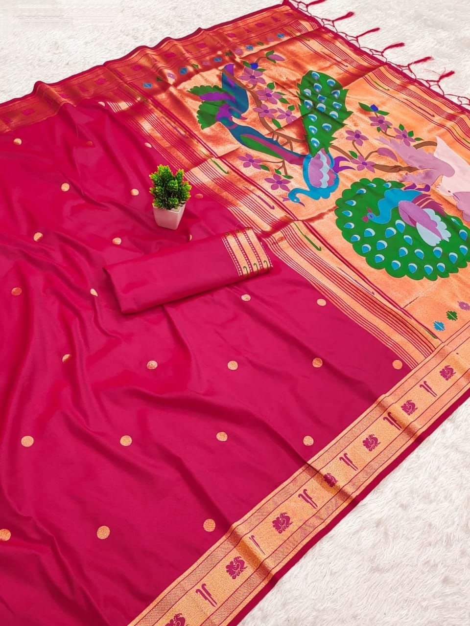 Designer Soft Kanchivaram Silk Saree With Gold Zari Border