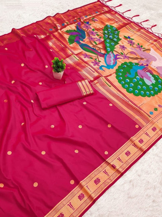 Designer Soft Kanchivaram Silk Saree With Gold Zari Border