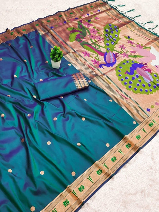 Designer Soft Kanchivaram Silk Saree With Gold Zari Border