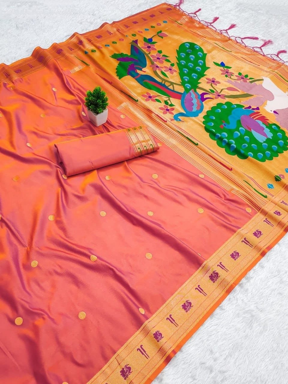 Designer Soft Kanchivaram Silk Saree With Gold Zari Border