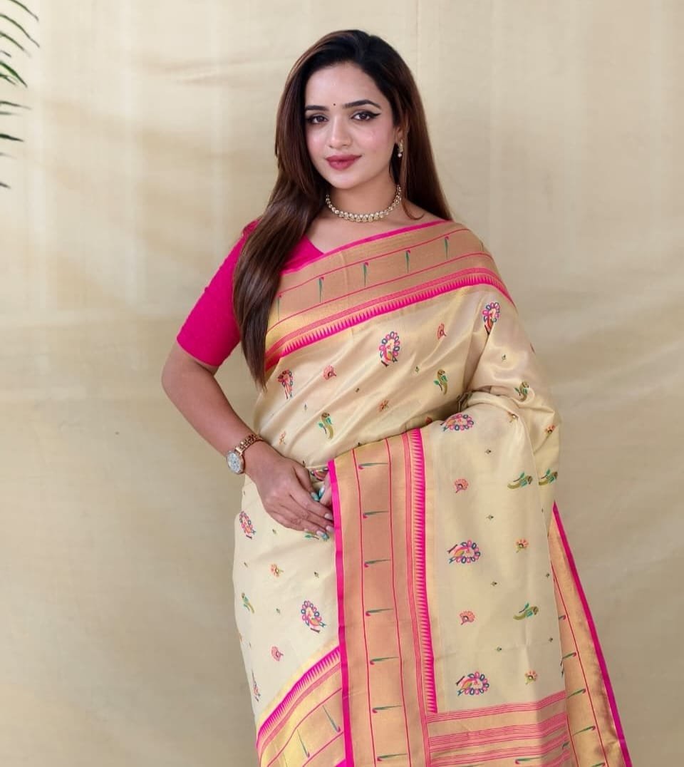 Premium Tissue Silk Rich Paithani Weaving Saree