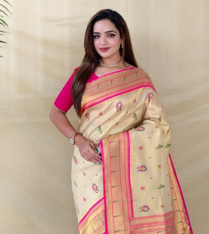 Premium Tissue Silk Rich Paithani Weaving Saree