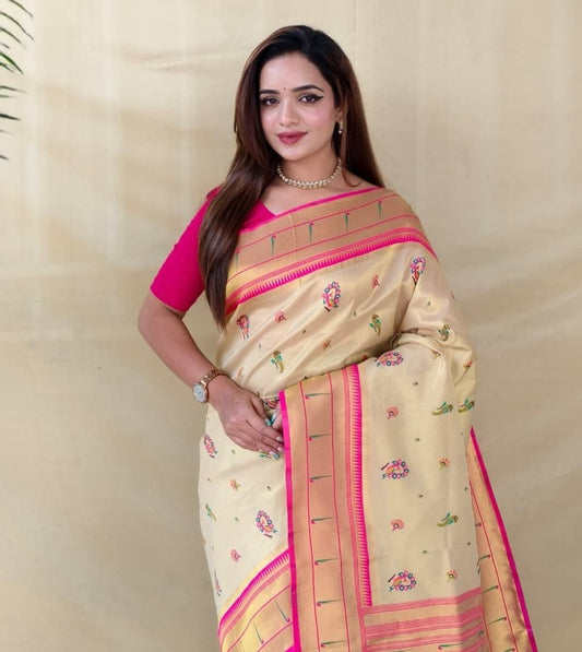Premium Tissue Silk Rich Paithani Weaving Saree