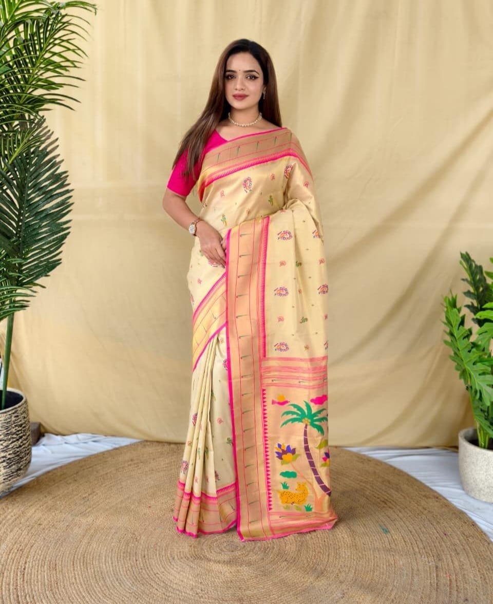Premium Tissue Silk Rich Paithani Weaving Saree