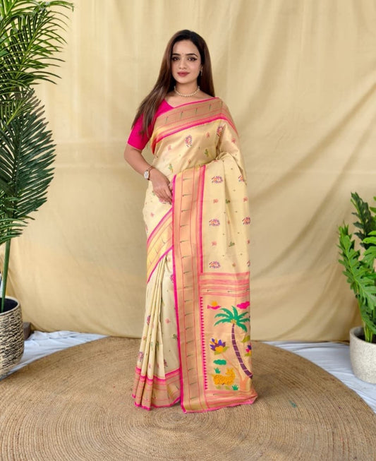 Premium Tissue Silk Rich Paithani Weaving Saree