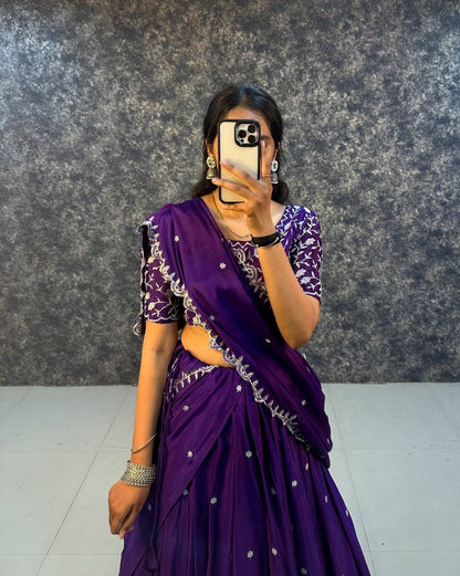 Gorgeous Chinon Silk Lehenga Choli With Designer Blouse