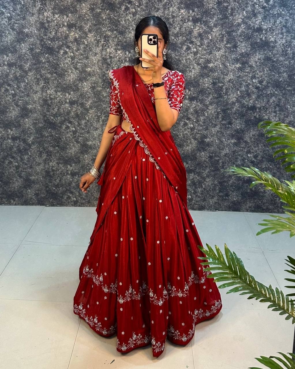 Gorgeous Chinon Silk Lehenga Choli With Designer Blouse