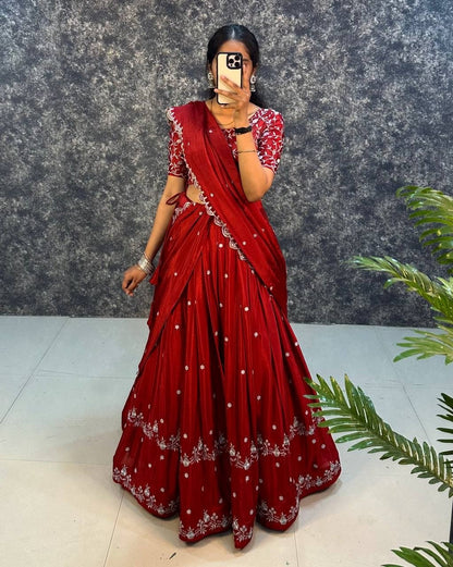 Gorgeous Chinon Silk Lehenga Choli With Designer Blouse