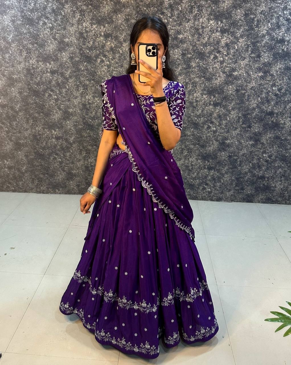 Gorgeous Chinon Silk Lehenga Choli With Designer Blouse