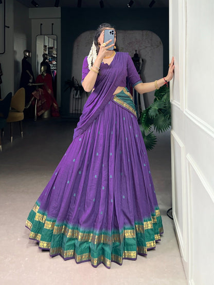 Designer Chanderi Lehenga Choli With Zari Weaving