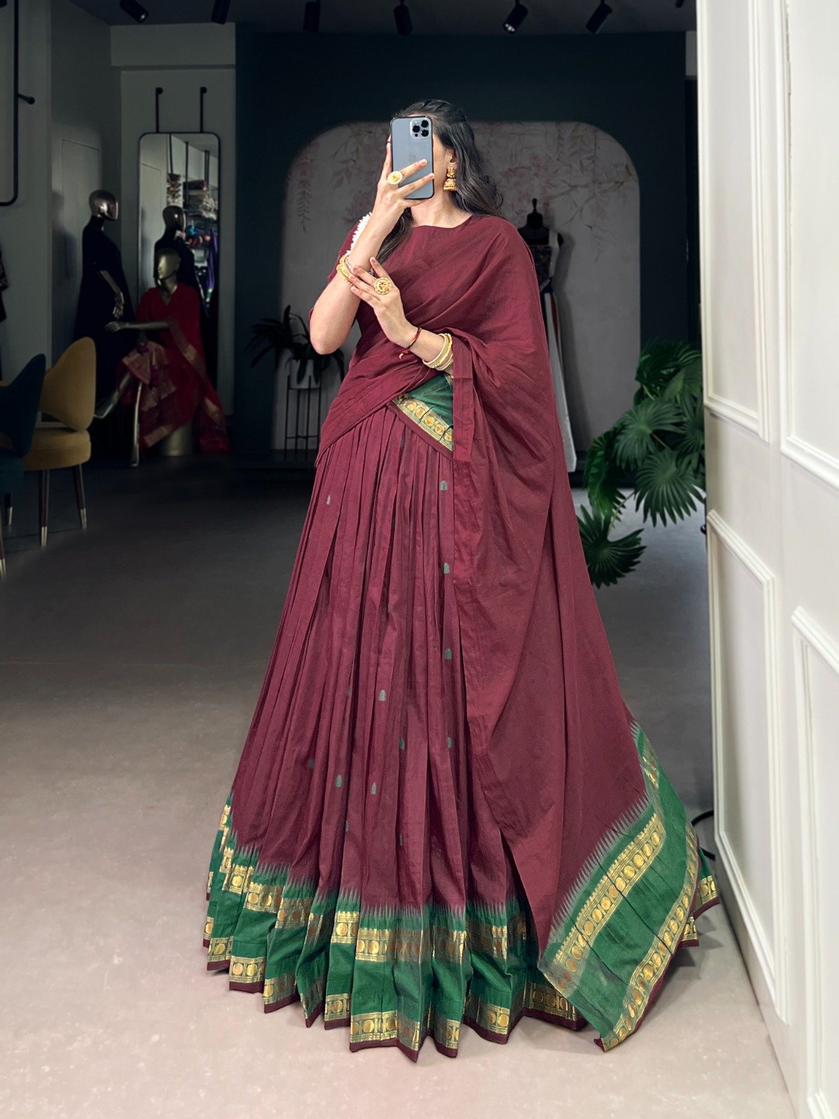 Trendy Chanderi Lehenga Choli With Zari Weaving