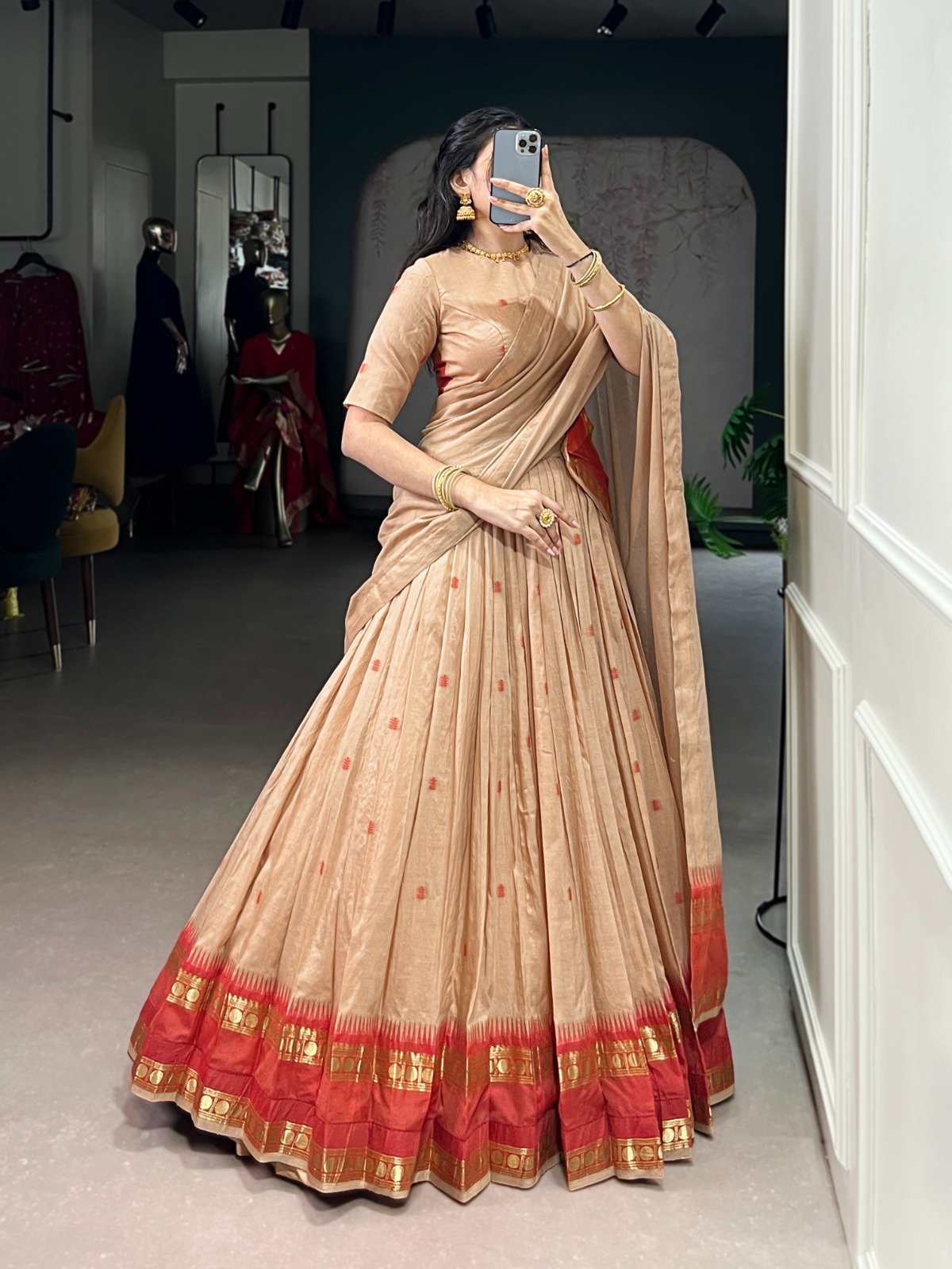 Trendy Chanderi Lehenga Choli With Zari Weaving