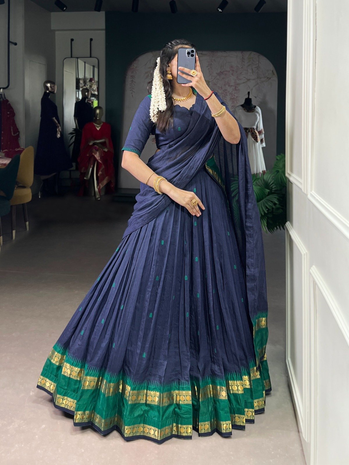 Trendy Chanderi Lehenga Choli With Zari Weaving