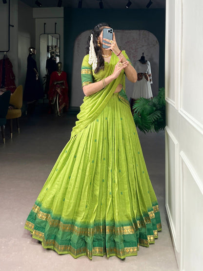 Designer Chanderi Lehenga Choli With Zari Weaving
