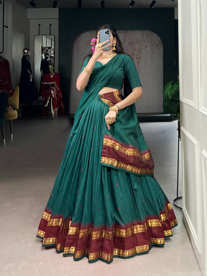Designer Chanderi Lehenga Choli With Zari Weaving
