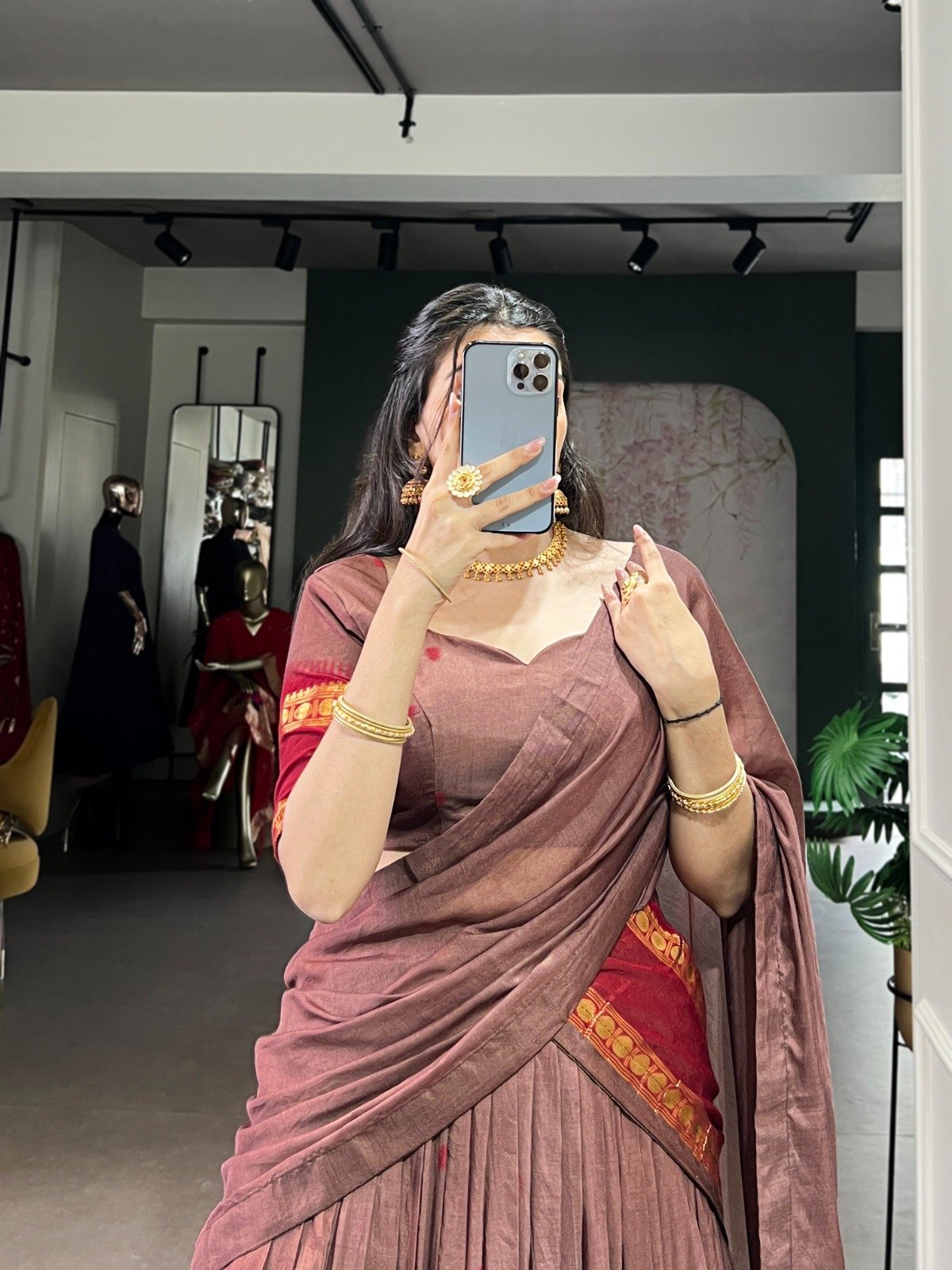Designer Chanderi Lehenga Choli With Zari Weaving