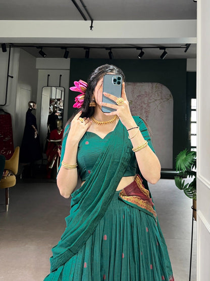 Designer Chanderi Lehenga Choli With Zari Weaving