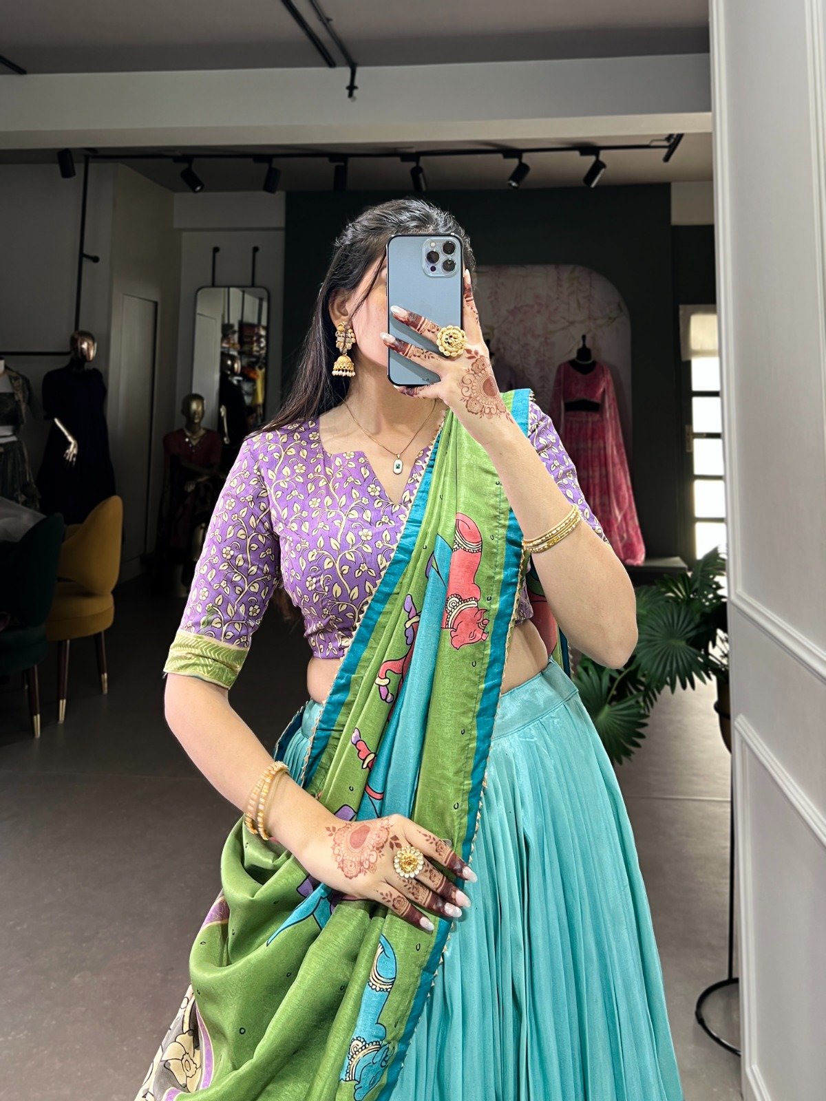Latest Tussar Silk Lehenga Choli With Kalamkari Print