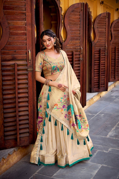 Embroidered Thread Work Semi-Stitched Lehenga &amp; Blouse With Dupatta