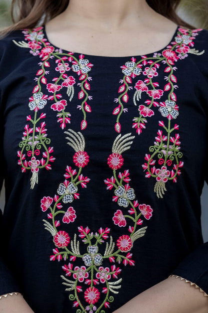 Gorgeous Viscose Kurti Set With Sequins Embroidery Work