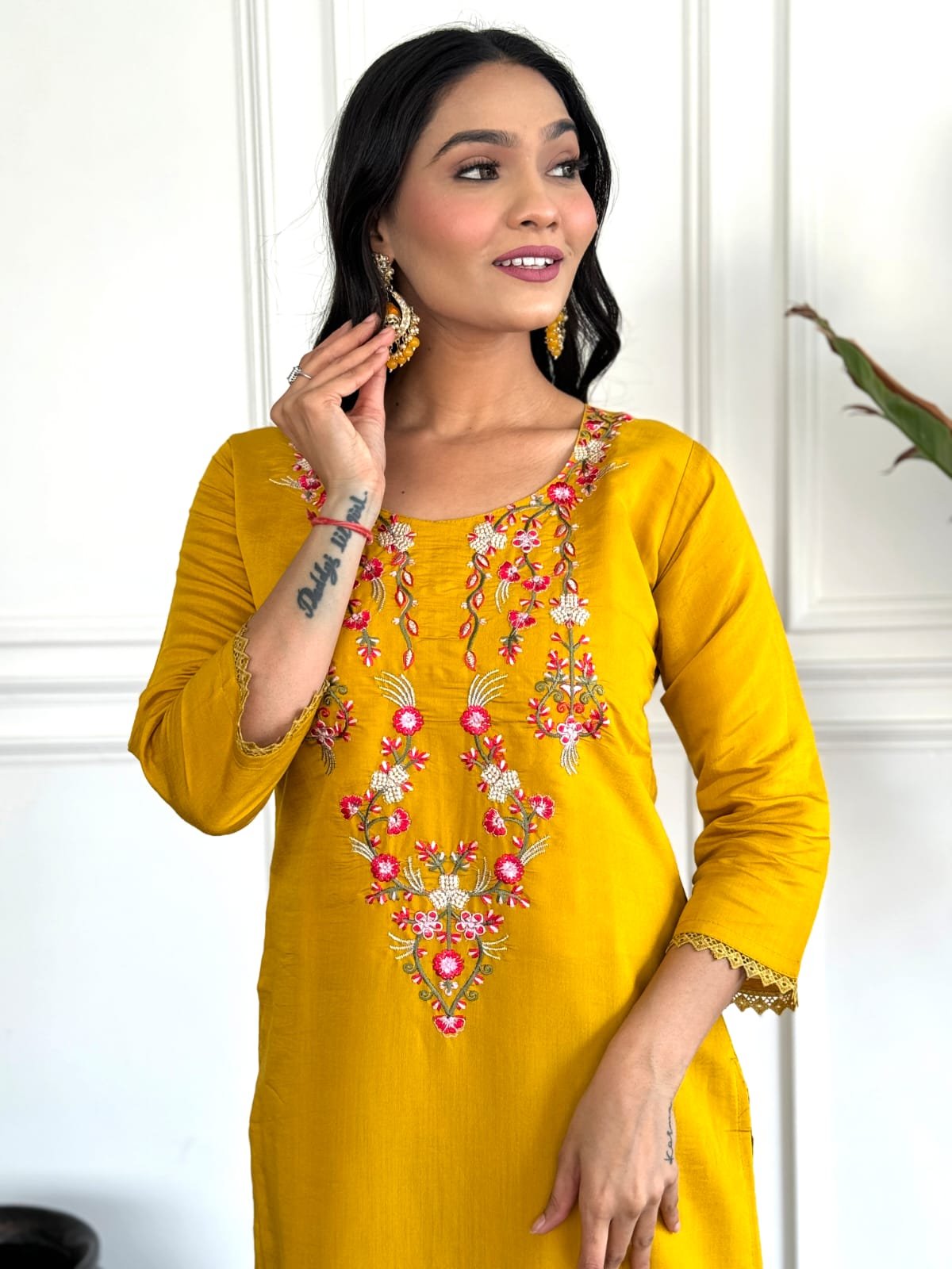 Gorgeous Viscose Kurti Set With Sequins Embroidery Work