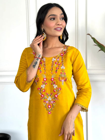 Gorgeous Viscose Kurti Set With Sequins Embroidery Work
